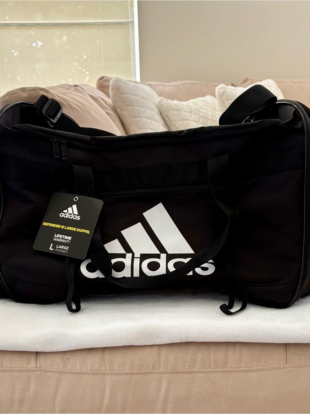 adidas Black Duffel Bag with White Logo